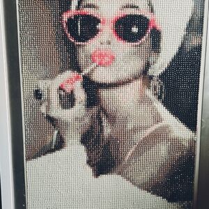 Stylish Beaded Art with Red Accents